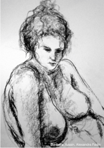 Barbara, fusain, disponible à la vente