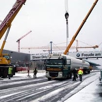 Die Fahrer der Schwertransporter mussten im Rückwärtsgang die Baustelle anfahren.
