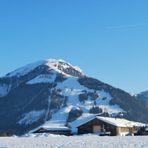 Blick vom Balkon auf den Unterberg (Winter)
