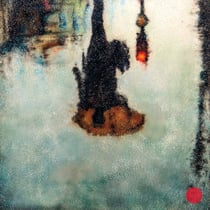 michael scheirl, "drizzle", 2015, 100 x 100 cm, asphalt art/mixed media – erlas galerie