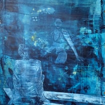 petra polli, "am beckenrand", 2024, 97 x 72 cm, acryl auf leinwand – erlas galerie