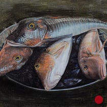 aris kalaizis, "fisch2 2", 2017, 30 x 40 cm, oil on canvas – erlas galerie