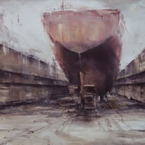 alessandro papetti, "bacino di carenaggio", 2008, 125 x 200 cm, oil on canvas – erlas galerie