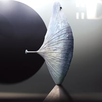 walter schmögner, "schwarzlochsauger", 2018, 285 x 120 x 55 cm, aluminium – erlas galerie