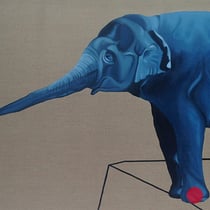 sylvia berndorfer, "the elephant", 2019, 110 x 200 cm, oil on canvas – erlas galerie