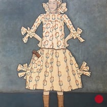 michou hutter, "figur mit kopftuch 1", 2018, 145 x 115 cm, oil on cotton – erlas galerie