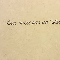 arnold reinthaler, "ceci n‘est pas un wittgenstein", 2022, 60 x 81 x 2 cm, no. 1/3, engraving/stone – erlas galerie