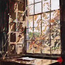 dénesh ghyczy, "open book", 2019, 120 x 110 cm, acrylic on canvas – erlas galerie