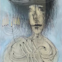 walter schmögner, "neun kerzen", 2019, 57 x 38 cm, mixed media on paper – erlas galerie