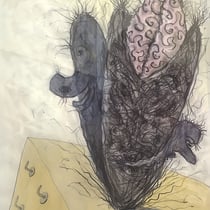 walter schmögner, "tschadungo", 2015, 47 x 33 cm, mixed media on paper – erlas galerie
