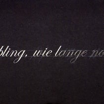 arnold reinthaler, "liebling wie lange noch", 2009, 50 x 90 x 3 cm, no. 2/3, engraving/black granite – erlas galerie