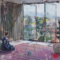 dénesh ghyczy, "rice bowl", 2024, 85 x 90 cm, oil & acrylic on canvas – erlas galerie