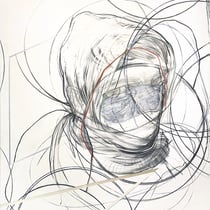 stylianos schicho, "waiting game 8", 2022, 180 x 150 cm, charcoal & acrylic on canvas – erlas galerie