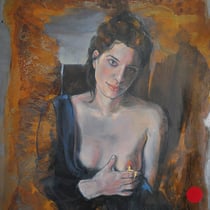 raffaella busdon, "il latte di anna", 2022, 70 x 55 cm, oil on iron – erlas galerie