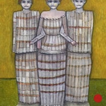 michou hutter, "freundinnen", 2018, 38 x 29 cm, oil on wood – erlas galerie