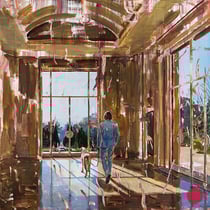 dénesh ghyczy, "walking the dog", 2023, 160 x 240 cm, oil & acrylic on canvas – erlas galerie