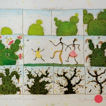 walter schmögner, "der sinnesgang", 2010, 40 x 50 cm, printmaking on paper, hand-colored – erlas galerie