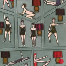 michou hutter, "alkoven", 2021, 130 x 80 cm, oil on canvas – erlas galerie