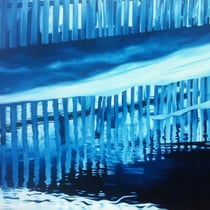 sylvia berndorfer, "der zaun", 2016, 100 x 120 cm, oil on canvas – erlas galerie