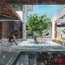 dénesh ghyczy, "gravel garden", 2018, 50 x 80 cm, oil and acrylic on canvas – erlas galerie