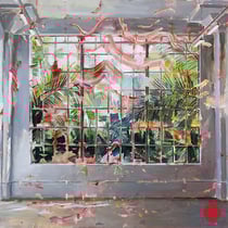 dénesh ghyczy, "tropical window", 2024, 160 x 210 cm, oil & acrylic on canvas – erlas galerie