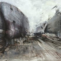 alessandro papetti, "cantiere navale – genova", 2016, 118 x 140 cm, oil on canvas – erlas galerie
