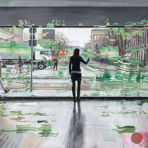 dénesh ghyczy, "großes fenster", 2018, 65 x 95 cm, oil & acrylic on cardboard, framed – erlas galerie