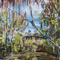 dénesh ghyczy, "visitors", 2025, 180 x 180 cm, oil & acrylic on canvas – erlas galerie