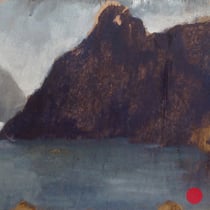 roger schindler, "sonnstein studie", 2016, 15 x 27,5 cm, gouache/oil on wood – erlas galerie