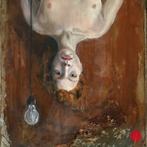 raffaella busdon "upside down", 2020, gold leaf on oxidized iron, 81 x 61 cm – erlas galerie