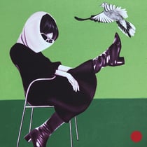 sylvia berndorfer, "das friedensangebot", 2021, 155 x 120 cm, oil on jute – erlas galerie