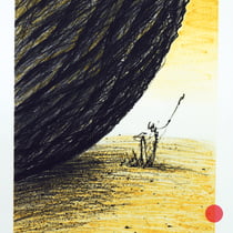 walter schmögner, "hinter mir ist die welt in ordnung", 1995, 31 x 21 cm, printmaking on paper – erlas galerie