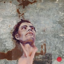 raffaella busdon "mars", 2018, collage und öl auf vitroflex & eisen, inkl. rahmen 77 x 56 cm – erlas galerie