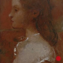 roger schindler, "mädchen (o.t.)",  2017, 17,5 x 10,5 cm, oil on wood – erlas galerie