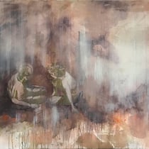 petra polli, "paolo und francesca", 2020, 85 x 100 cm, acrylic and ink on canvas – erlas galerie