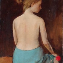 roger schindler, "rückenakt", 2018, 24 x 18 cm, oil on wood – erlas galerie