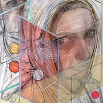 stylianos schicho, "elevator paintings – shortcut 3", 2015, 100 x 80 cm, charcoal & acrylic on canvas – erlas galerie