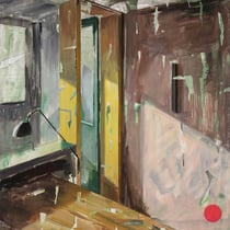 dénesh ghyczy, "retreat", 2019, 95 x 85 cm, oil and acrylic on canvas – erlas galerie