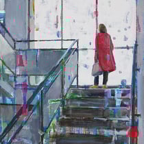 dénesh ghyczy, "staircase", 2024, 60 x 40 cm, oil & acrylic on canvas – erlas galerie