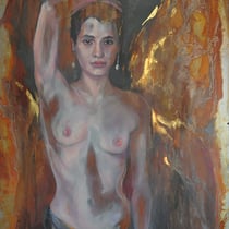 raffaella busdon, "butterfly", 2022, 100 x 60 cm, oil on iron – erlas galerie