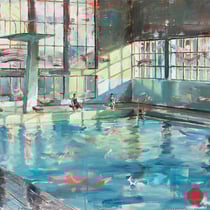 dénesh ghyczy, "schwimmbad", 2024, 80 x 90 cm, oil & acrylic on canvas – erlas galerie
