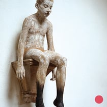 bruno walpoth, "pinocchio", edition of 3, 2023, 100 x 39 x 49 cm, walnut – erlas galerie