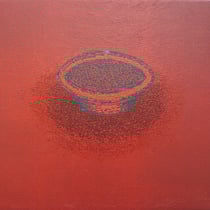 Aus der Reihe "Schüssel für jedermann", 2006 - 2007, Farblinolschnitt (Unikat) auf Seidenpapier und Leinwand, 44 x 50 cm