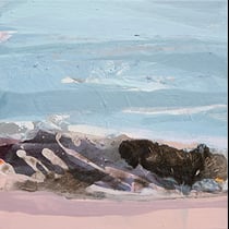 impression bleu-aprikot I-III - acryl auf leinwand, je 30 x 30 cm