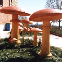 Bosquecillo de Setas Gigantes, decorado para tienda de niños en grandes almacenes