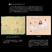 テレイン収容所の子供たちが描いた絵の展示パネル