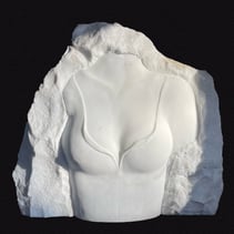 Beeld zonder titel - springstone met roestvrijslaal - 20x65 cm - www.friedawaanders.nl