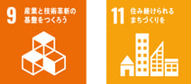 3すべての人に健康と福祉を 8働きがいも経済成長も 9産業と技術革新の基盤をつくろう 11住み続けられるまちづくりを