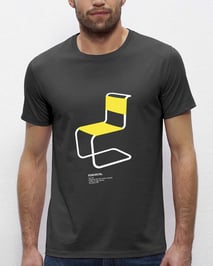 Men's T-shirt with Silkscreen Print of Thonet Chair S33 designed by Mart Stam