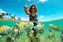 ilha de santo aleixo, barra de sirinhaém, peixe, mergulho com snorkel, água azul-turquesa, donzela, pesca, recife de coral, ilha dos sonhos, brasil, ilha tropical